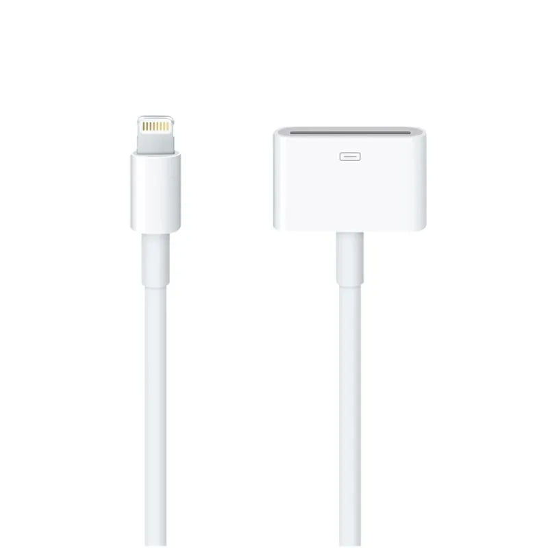 White Lightning to 30-pin adapter cable for iPhone iPad iPod charging sync