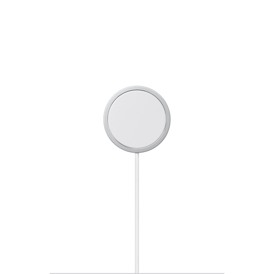 White circular wireless charger with stand for iPhone and Apple Watch