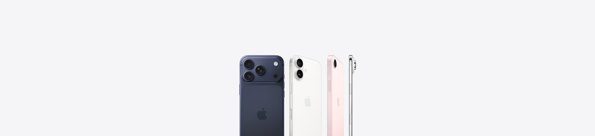 iPhone 16 Pro in blue, white, and pink colors showcasing triple camera system and sleek design