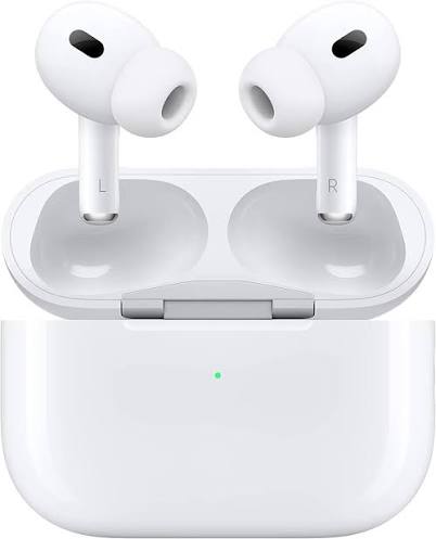 White wireless earbuds with charging case, sleek design for audio and calls